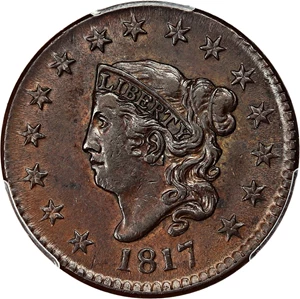 image for: 1817 1c PCGS/CAC AU55 BN (15 Stars)