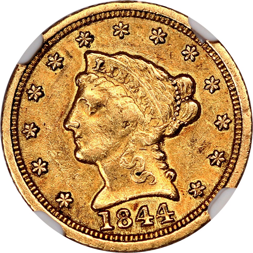 image for: 1844-D $2.5 NGC AU53