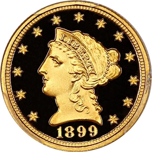 image for: 1899 $2 1/2 PCGS Proof 67 DCAM