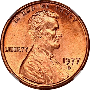 image for: 1977-D 1c NGC MS66 RD