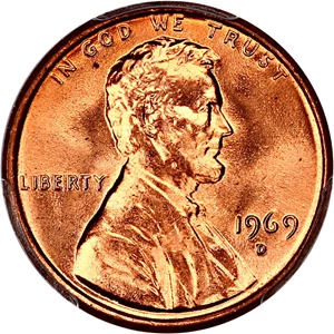 image for: 1969-D 1c PCGS MS66 RD