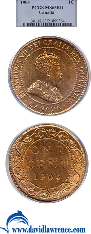 image for: Canada: 1905 1c PCGS MS63 RD