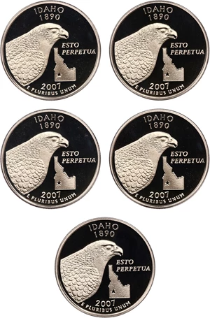 image for: Lot of 2007-S Idaho 25c PCGS Proof 69 DCAM (5 Coins)