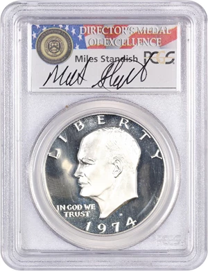 image for: 1974-S $1 PCGS Proof 70 DCAM (Silver, Standish Signature)