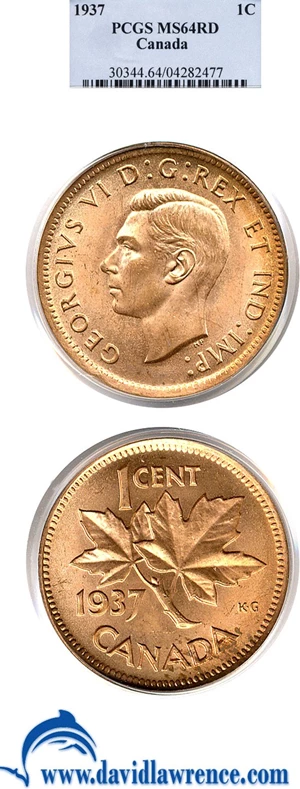 image for: Canada: 1937 1c PCGS MS64 RD