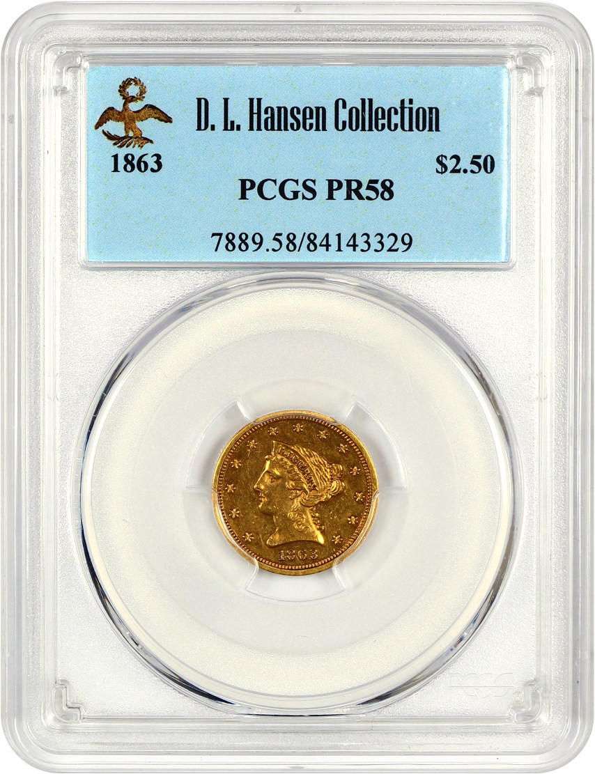 image for: 1863 $2 1/2 PCGS Proof 58