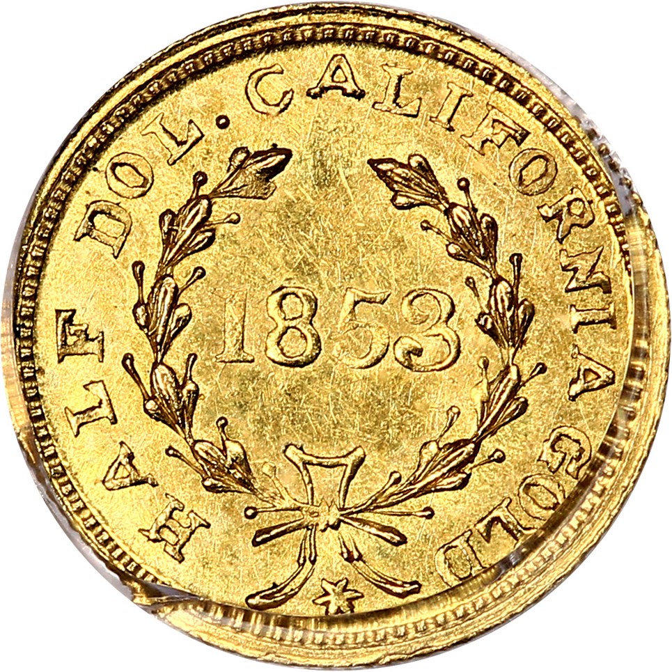image for: 1853 Cal. Gold 50c PCGS MS62 (BG-429)
