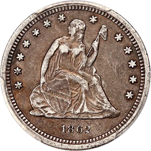 image for: 1862 25c PCGS VF35