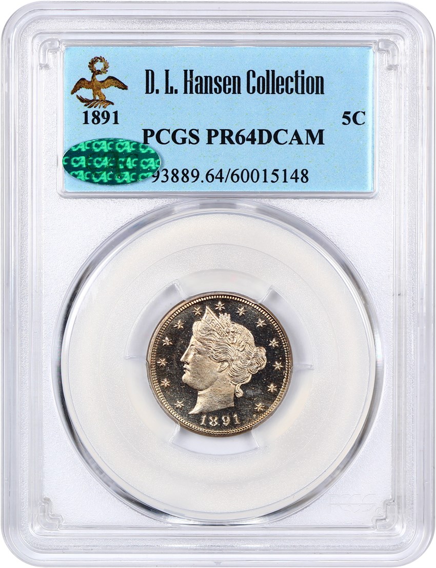 image for: 1891 5c PCGS/CAC Proof 64 DCAM