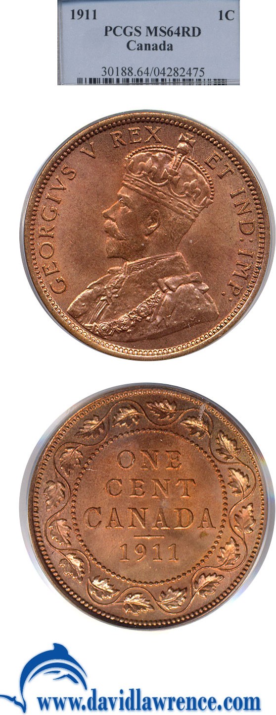 image for: Canada: 1911 1c  PCGS MS64 RD