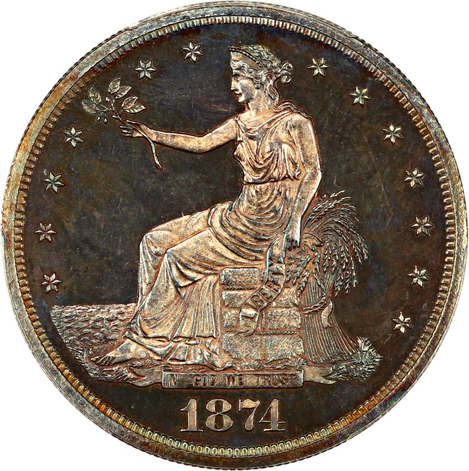 image for: 1874 Trade$ PCGS Proof 64 CAM ex: D.L. Hansen