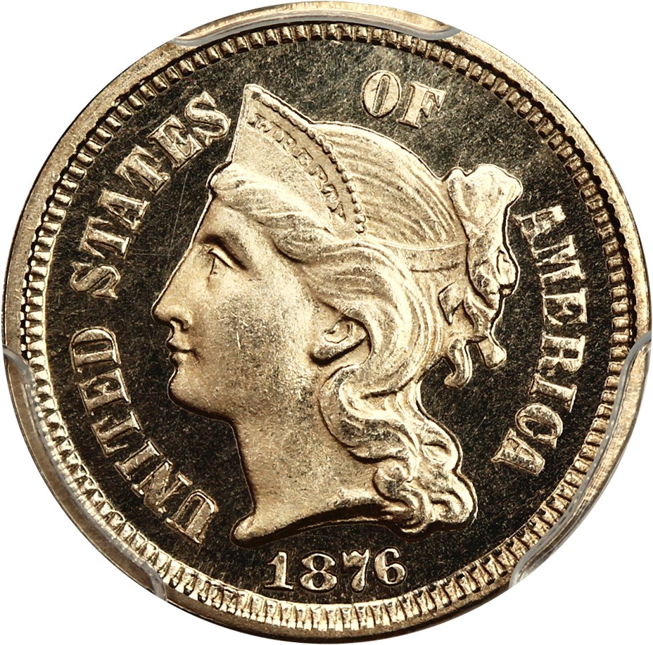 image for: 1876 3cN PCGS Proof 66 CAM ex: D.L. Hansen