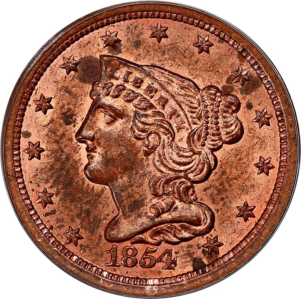 image for: 1854 1/2c PCGS MS61 RB (OGH)