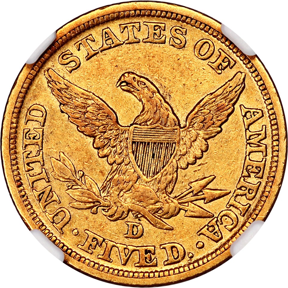 image for: 1846-D $5 NGC AU53