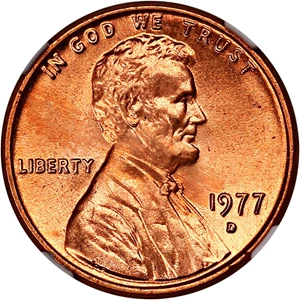 image for: 1977-D 1c NGC MS66 RD