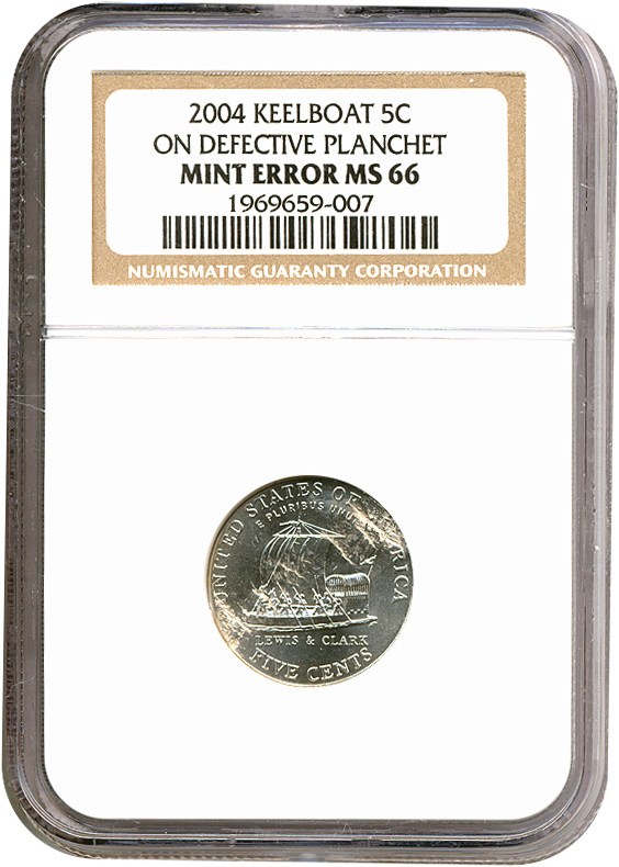 image for: 2004-P 5c Keel Boat NGC MS66 - On Defective Planchet