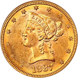image for: 1887-S $10 PCGS MS62 (OGH)