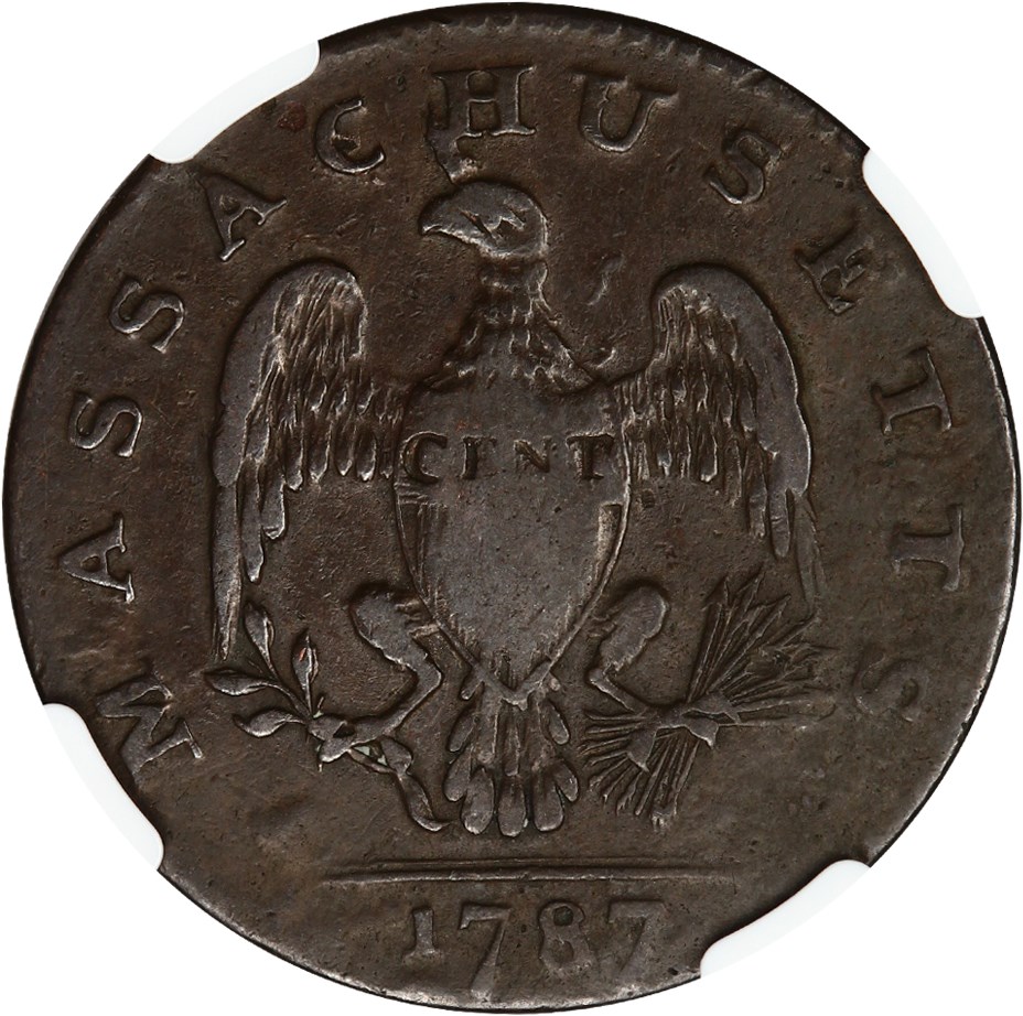 image for: 1787 Massachusetts Cent NGC VF25 BN (Horned Eagle)
