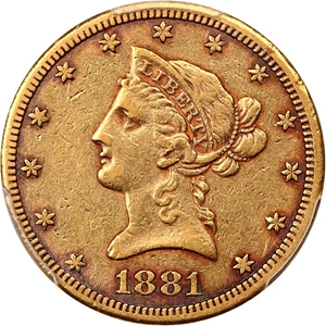 image for: 1881-CC $10 PCGS/CAC VF35