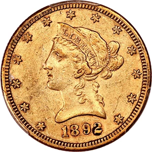 image for: 1892-CC $10 PCGS AU50