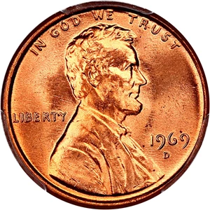 image for: 1969-D 1c PCGS MS66 RD