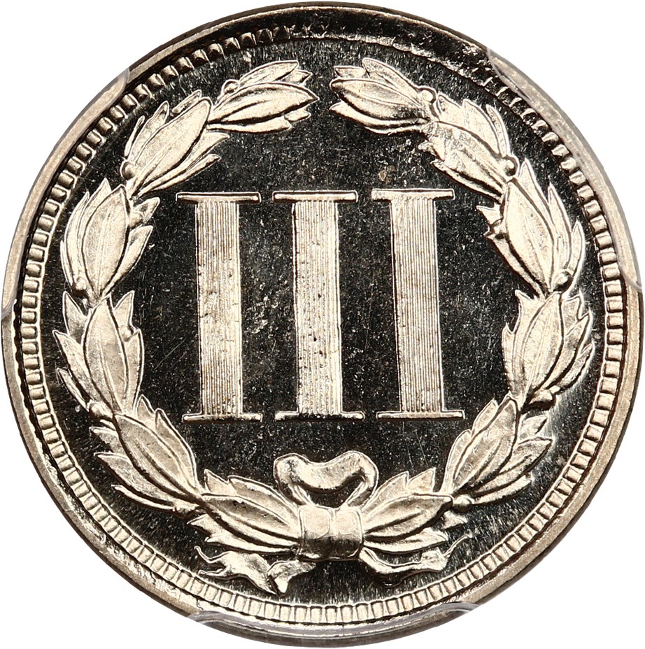 image for: 1869 3cN PCGS/CAC Proof 66 DCAM ex: D.L. Hansen