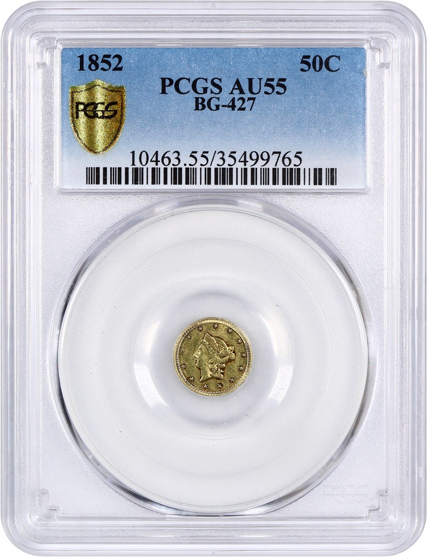 image for: 1852 Cal. Gold 50c PCGS AU55 (BG-427)