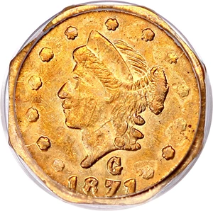image for: 1871 Cal. Gold 25c PCGS AU58 (BG-765, OGH)