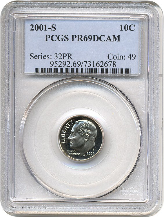 image for: 2001-S 10c  PCGS Proof 69 DCameo