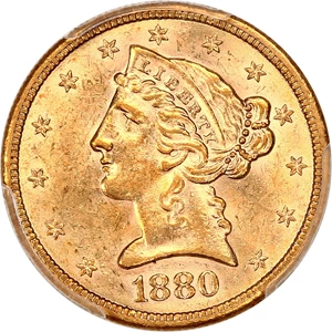 image for: 1880-S $5 PCGS MS62