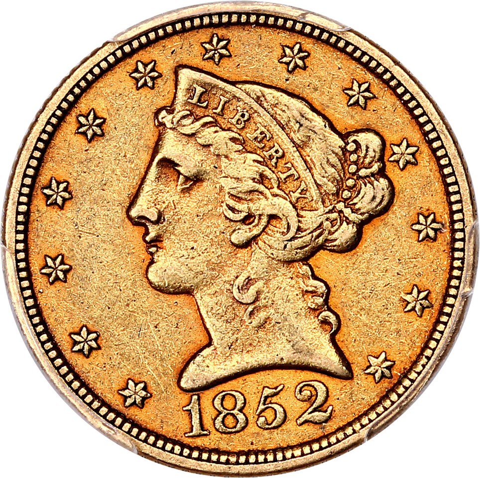 image for: 1852-C $5 PCGS/CAC XF45