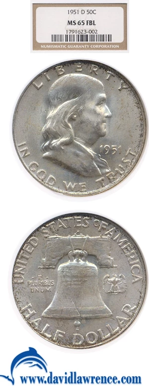 image for: 1951-D 50c NGC MS65