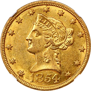 image for: 1854-O $10 NGC/CAC AU58 (Large Date)
