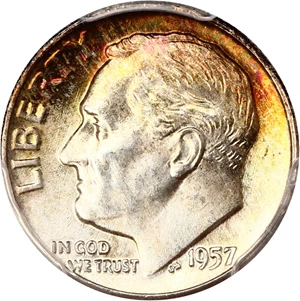 image for: 1957-D 10c PCGS MS66 FB
