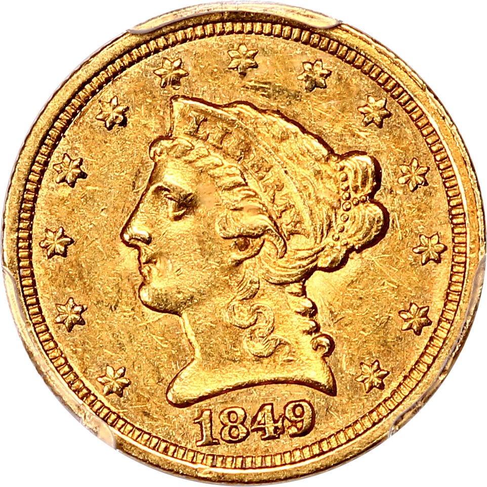 image for: 1849-C 2 1/2 PCGS/CAC AU58