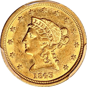 image for: 1843-D 2 1/2 PCGS/CAC AU58+