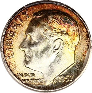 image for: 1957-D 10c PCGS MS66