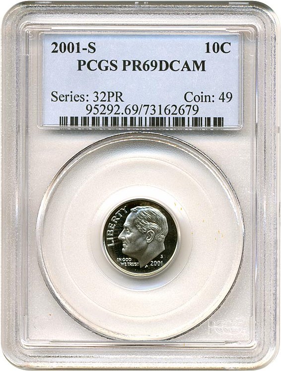 image for: 2001-S 10c  PCGS Proof 69 DCameo