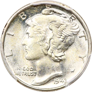 image for: 1943-D 10c PCGS MS65