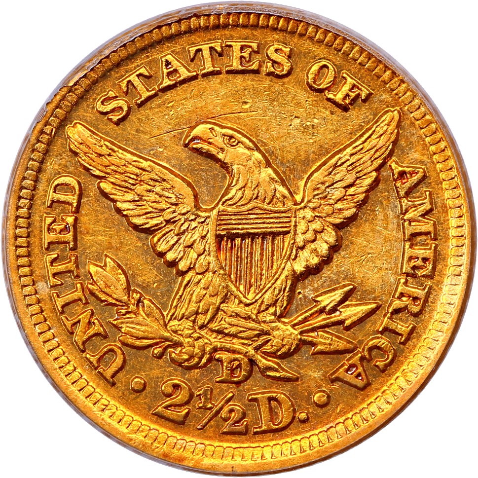 image for: 1857-D 2 1/2 PCGS AU55