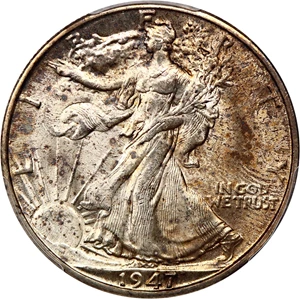 image for: 1947-D 50c PCGS UNC Details (Environmental Damage)