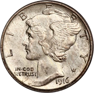 image for: 1916-S Mercury 10c PCGS/CAC MS64 (OGH)