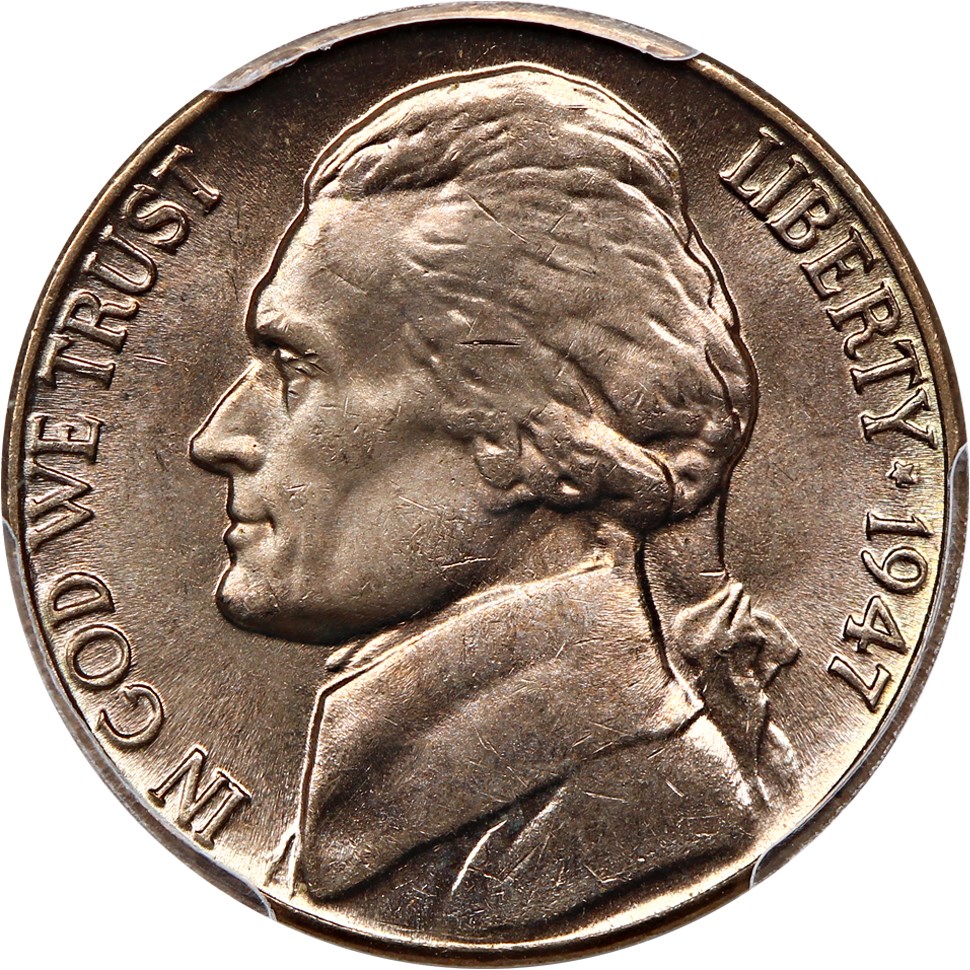 image for: 1947-D 5c PCGS MS65
