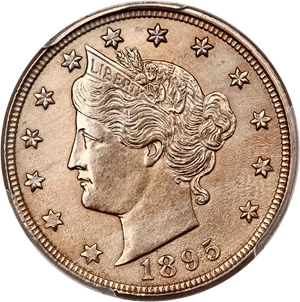 image for: 1895 5c PCGS UNC Details (Cleaned)