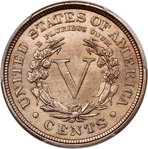 image for: 1895 5c PCGS UNC Details (Cleaned)