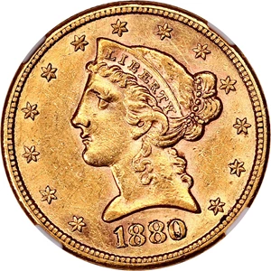 image for: 1880-S $5 NGC AU55