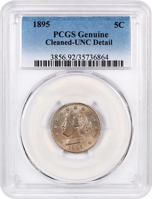image for: 1895 5c PCGS UNC Details (Cleaned)