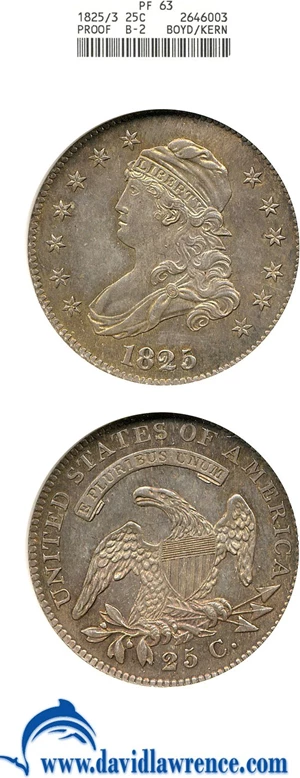 image for: 1825/3 25c ANACS Proof 63 (B-2)