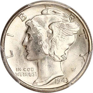 image for: 1943-D 10c PCGS MS66
