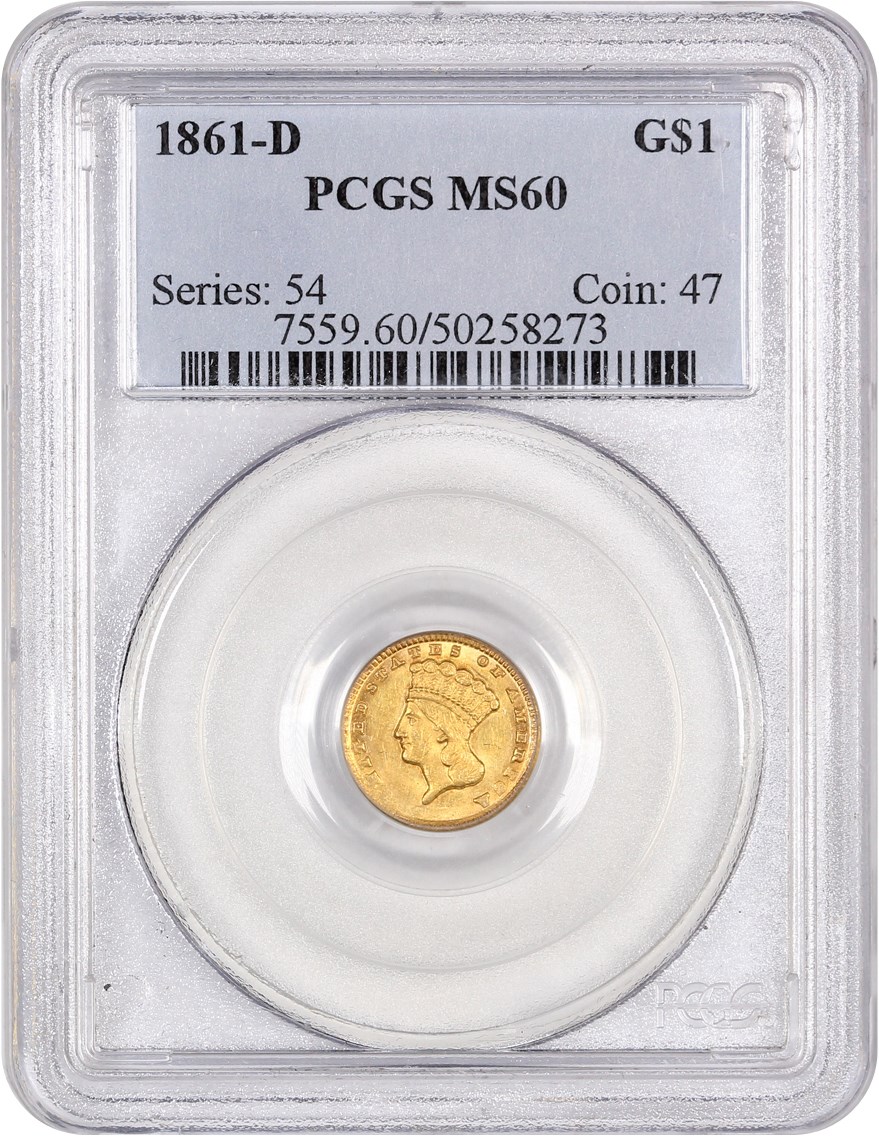 image for: 1861-D G$1 PCGS MS60